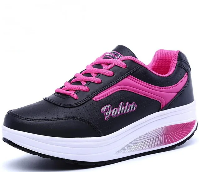 Женские кроссовки на высокой платформе; коллекция года; женская повседневная обувь; женские кроссовки на танкетке; Zapatillas Deportivas Mujer - Цвет: Black Rose