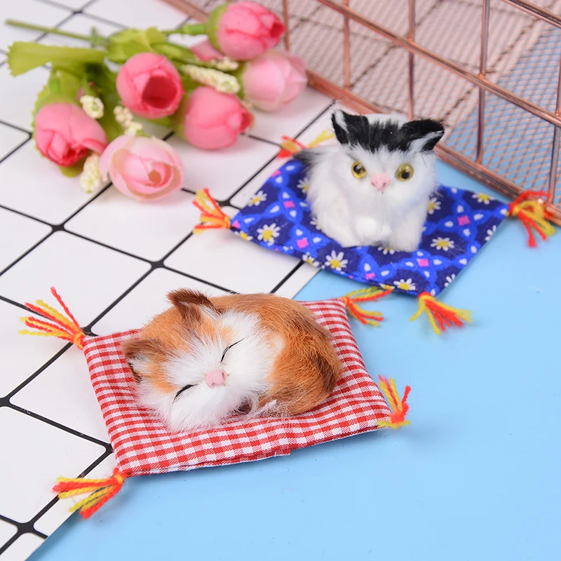 

Cute mini Sleeping Cats With Nest Birthday gifts Cat Toys miniature Bonsai garden Figurine fairy home decoration accessories