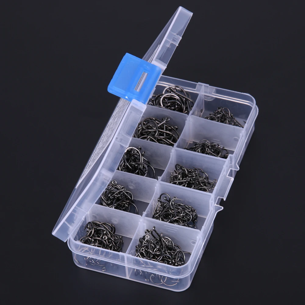 200-600pcs/lots Size #3-#12 Fishing Hook Jig Hooks with Hole Fly Fishing Tackle Box Carbon Steel Fishhooks Fishing lure Tackles