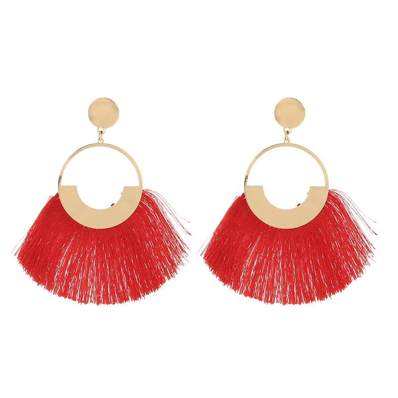 

Fashion Alloy Tassel Earrings for Women Statement Fringe Earings Circle Vintage Fan Shape Dangle Earring Jewelry Pendientes