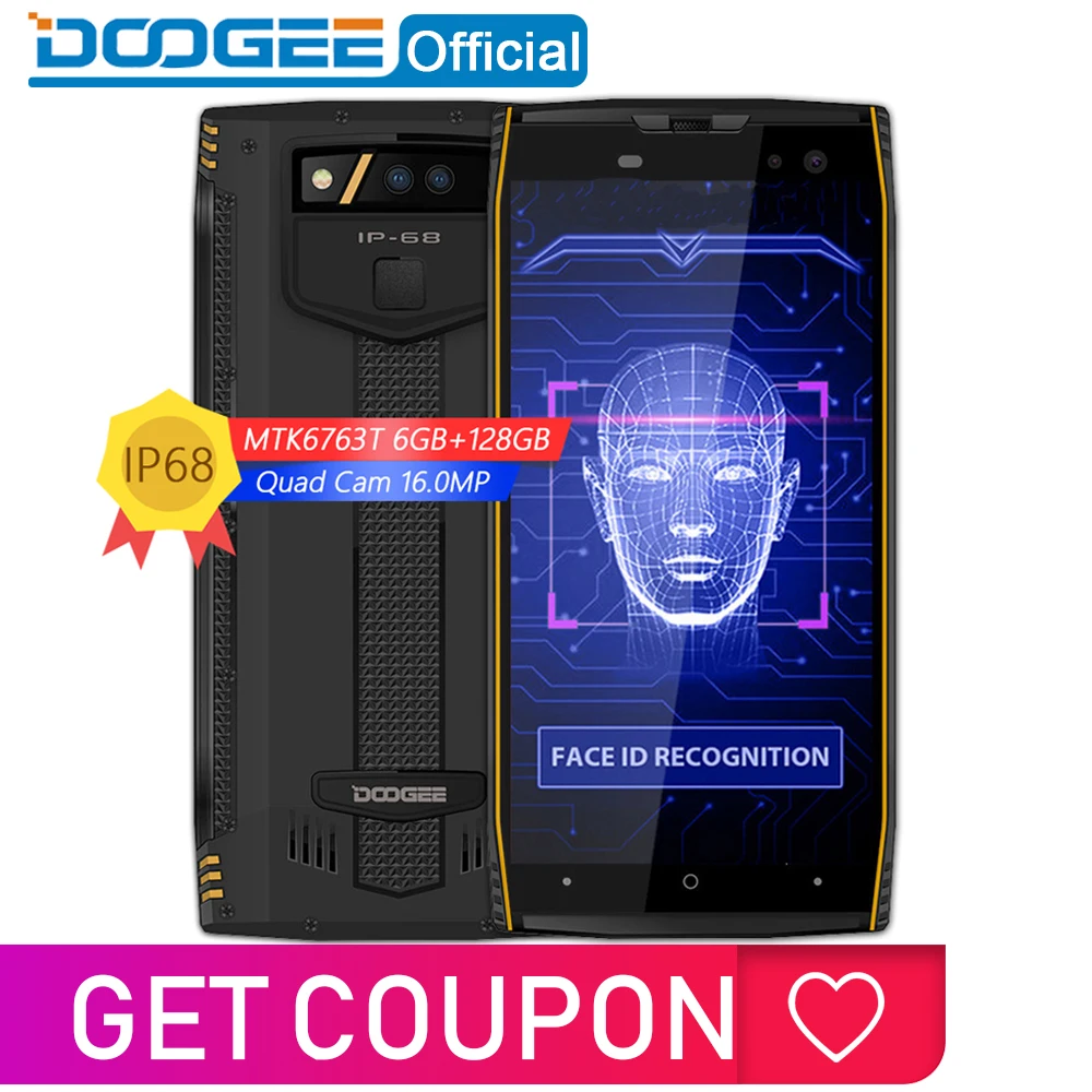IP68 Водонепроницаемый DOOGEE S50 6 GB 128 смартфон 5180 mAh быстрая зарядка 18:9 5 7 ''MTK6763T 2 GHz