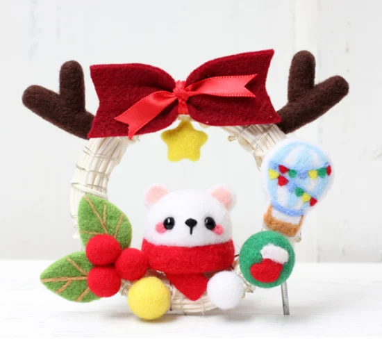 Around 10cm Christmas creative ring wool needlepoint kit wool felt needle felting decoration craft needlecraft DIY handmade