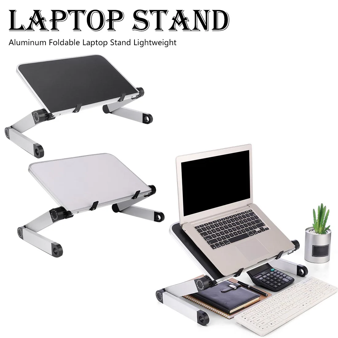 

Aluminum Alloy Foldable Laptop Lightweight for MacBook Portable Adjustable Computer Stand Notebook Folding Desk Table