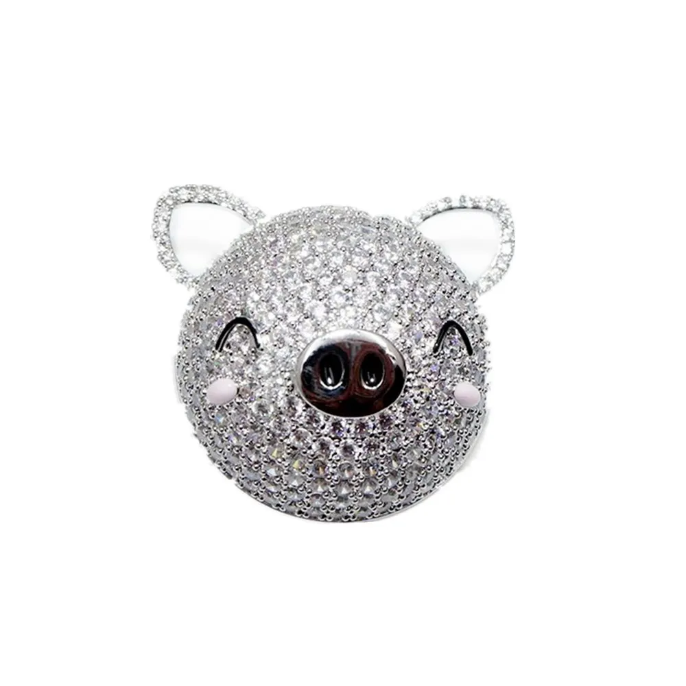 

New Cute Animal Pig Brooches for Women Men Fashion Zircon Brooch Chinese Pig Year Scarf Shirt Hijab Pins Gift Jewelry