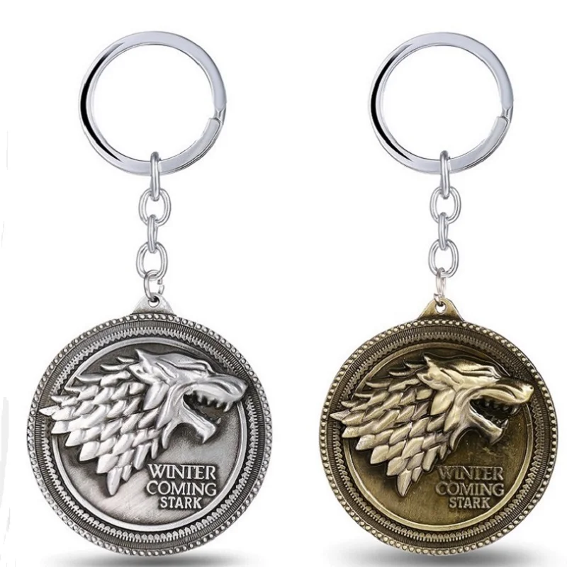 

Highly Quality Movie Game of Thrones Keychain Wolf Head Dragon Lion Badge Key Chains Car Key Rings Chain Men Women Jewelry
