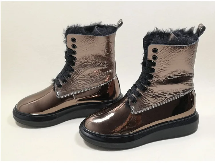 De Zapatos as Botas Pic Las Mujeres Botines Cuero Pic Redonda Nieve Tobillo Plataforma As Cortos Marca Cálida Punta Encaje Invierno Mujer HXFqg6Fwn
