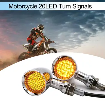 

2PCS Motorcycle Turn Signal Lamp Aluminum Alloy Classic Retro 20LED Grid Turn Signal Light