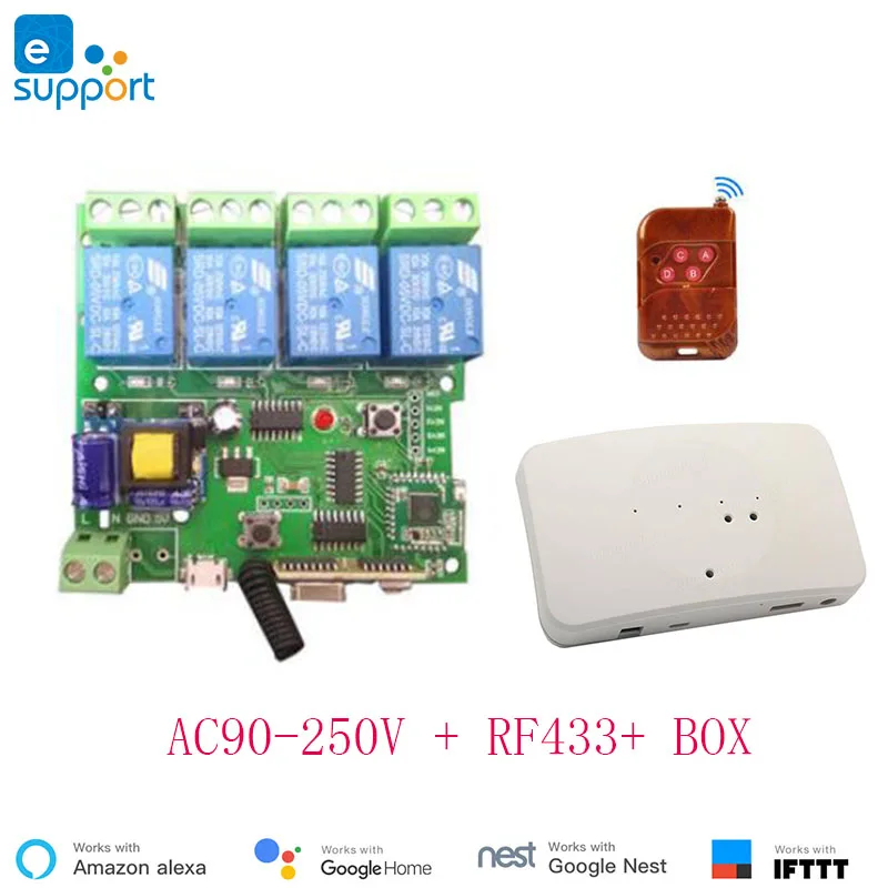 WIFI SMART RELAY 4 CHANNELS SONOFF 4CH  ELLICOM - Industrial material  automation and installation