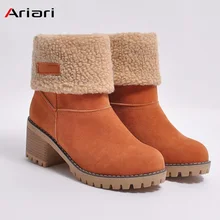 

Ariari Plus Size Women Winter Faux Fur Warm Snow Boots Female Casual Platform Block Heel Ankle Boots Ladies Leisure Footwear