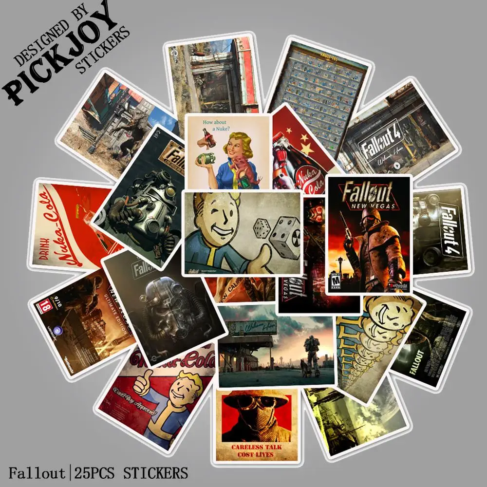 

25pcs/pack Game Stickers Fallout Sticker For Luggage Laptop Phone Fridge Waterproof skateboard toy decals