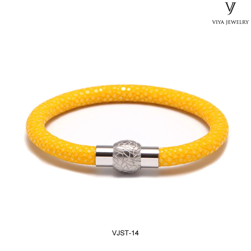 VJST-14 (6) Magnet buckle with genuine stingray leather bracelet
