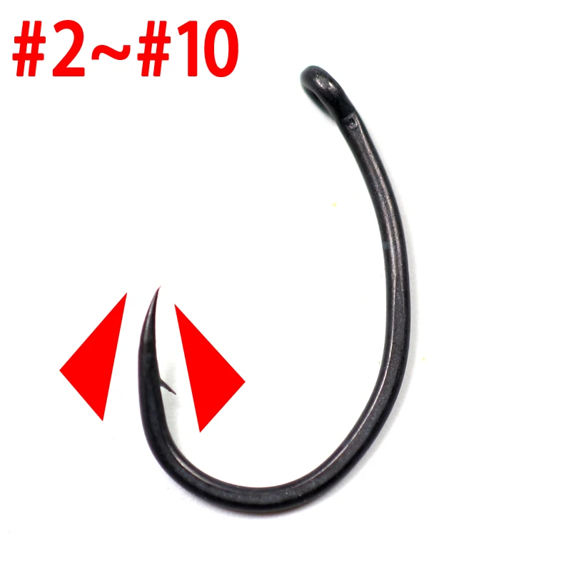 Bimoo 20pcs Teflon Coating Carp Hooks High Carbon Steel Matte Black with Micro Barb Size 2 4 6 8 10 Yn Carp Fishing Hook Europe