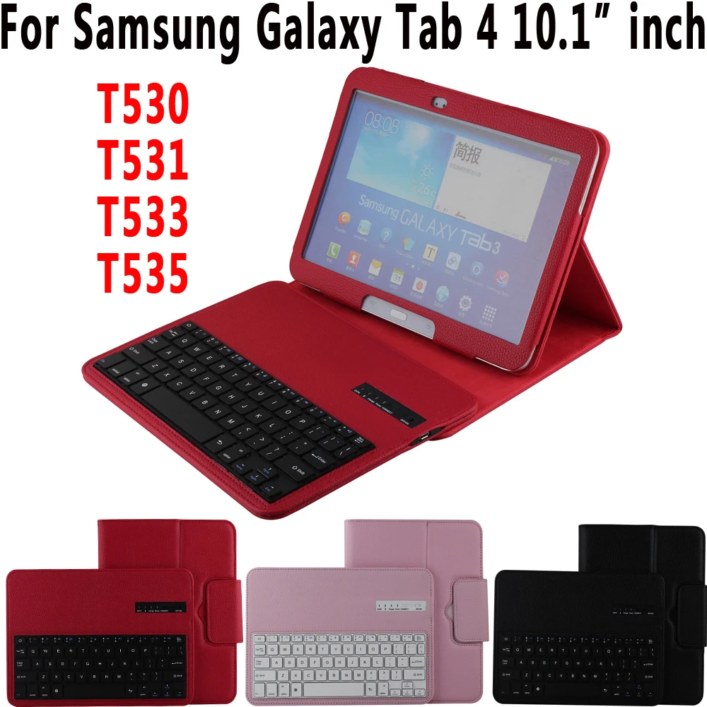 

Litchi Pattern Leather Removeable Wireless Bluetooth Keyboard Case Cover for Samsung Galaxy Tab 4 10.1 T530 T531 T533 T535