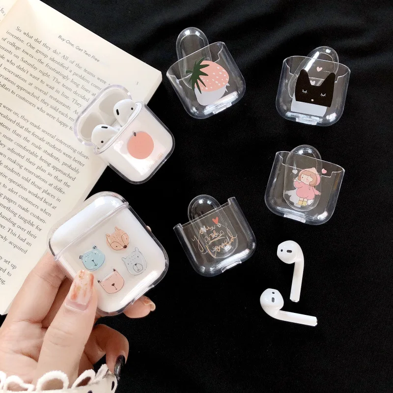 

Transparent hard PC Case For Airpods Cute Pattern Cases For AirPods Cases Protective Cover Bluetooth Wireless Earphone Case