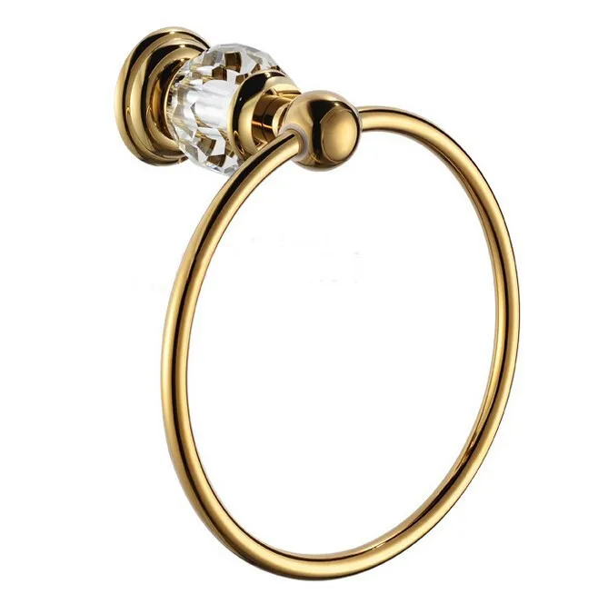 Золотое кольцо для полотенец с кристаллами