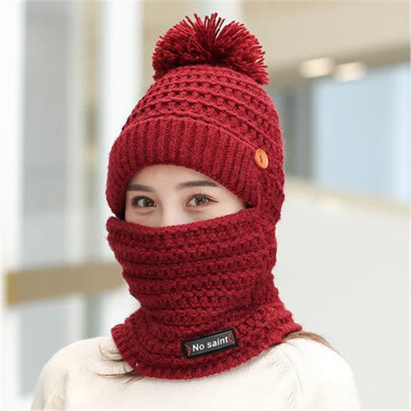 Winter knit cap Lovely student ear protection Warm fluffy wool hat ...