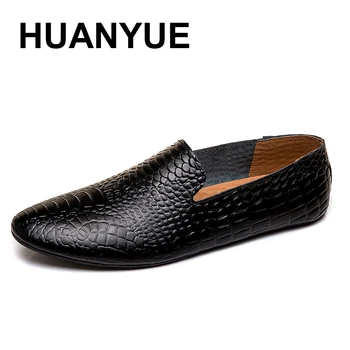 

Summer Men Shoes Fashion Pointed Toe Casual Leather Shoes High Quality Slip-On Flat Shoes Low Loafers Light Soft Driving Shoes