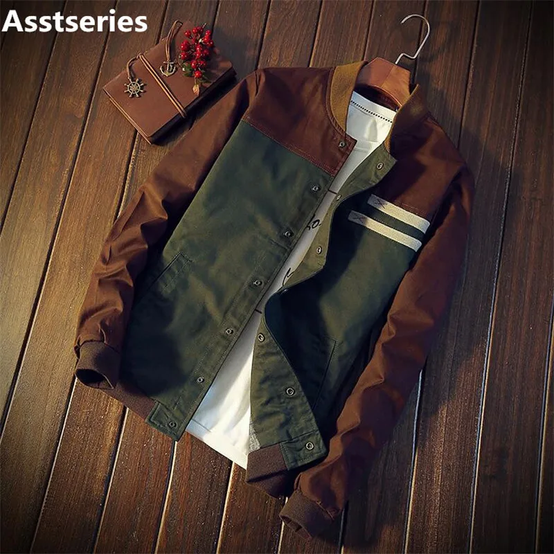 

Autumn Korean men's jacket new Cultivate one's morality short paragraph color matching collar jacket male baseball uniform M-5XL