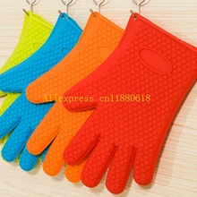 100 шт./лот кухонные прихватки для готовки микроволновая печь Non-slip перчатка термостойкие силиконовые приготовление, Выпекание, барбекю перчатки