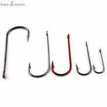 100pcs 9146 High Carbon Steel Fishing Hooks Red Black Tea Aberdeen Bait Fishhooks Carp Fishing Accessories Size 1/0 3/0 1# 4# 8#