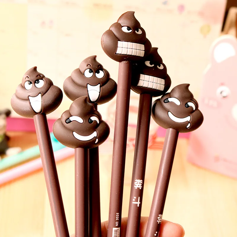 

48pcs/lot creative stationery funny cartoon poop shit stool gel pen 0.5mm black ink office school pens promotion gift