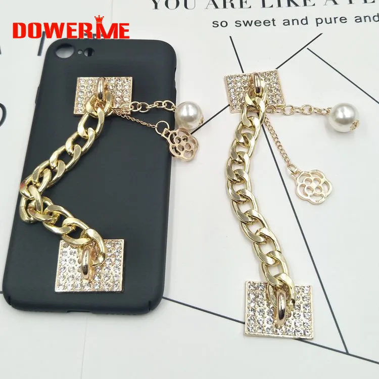 Dower Me Brand5pcs Alloy crystal imitation pearl Mobile Phone Chain DIY