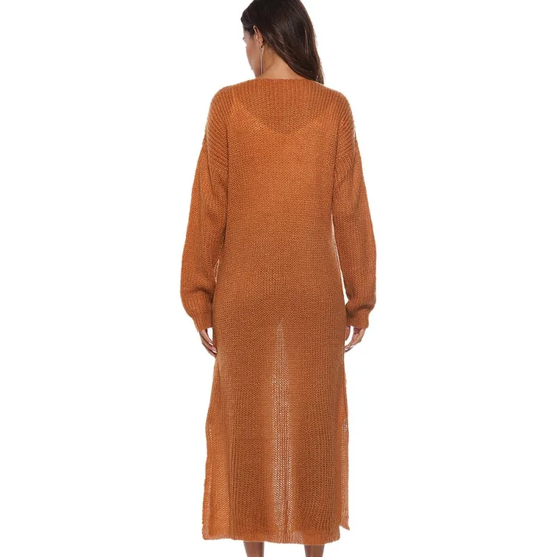 Plus Size Women's Long Cardigan Sweater with Loose Asymmetrical Hem - Thick Kimono Style Outerwear image 3