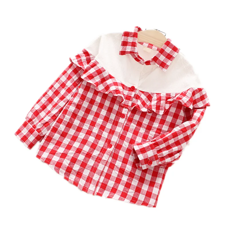 Autumn Baby Girls Clothes Plaid Shirt Kids Clothes High Quality Cotton