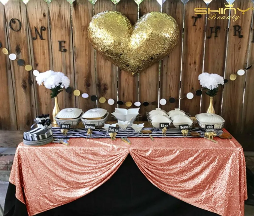 

60inx102in Blush Sequin Tablecloth Sparkle Table Cover for Wedding/Party/Birthday Part Decoration-( 150x260cm, #67)-ay