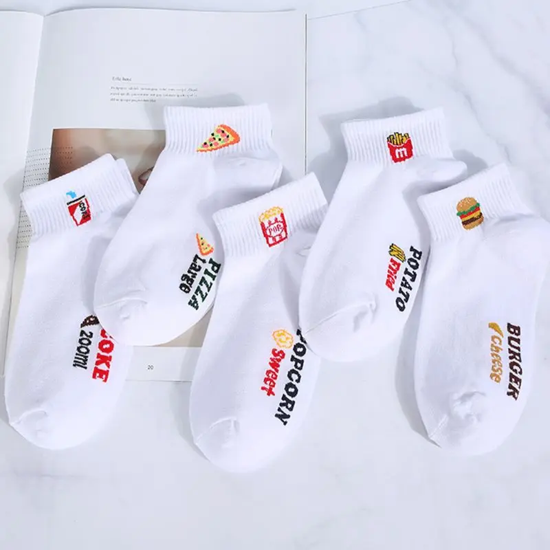 

2019 Fashion Harajuku Style Women Girls Cute Cartoon Delicious Food Short Boat Socks Hip-Hop Causal Cotton Hosiery