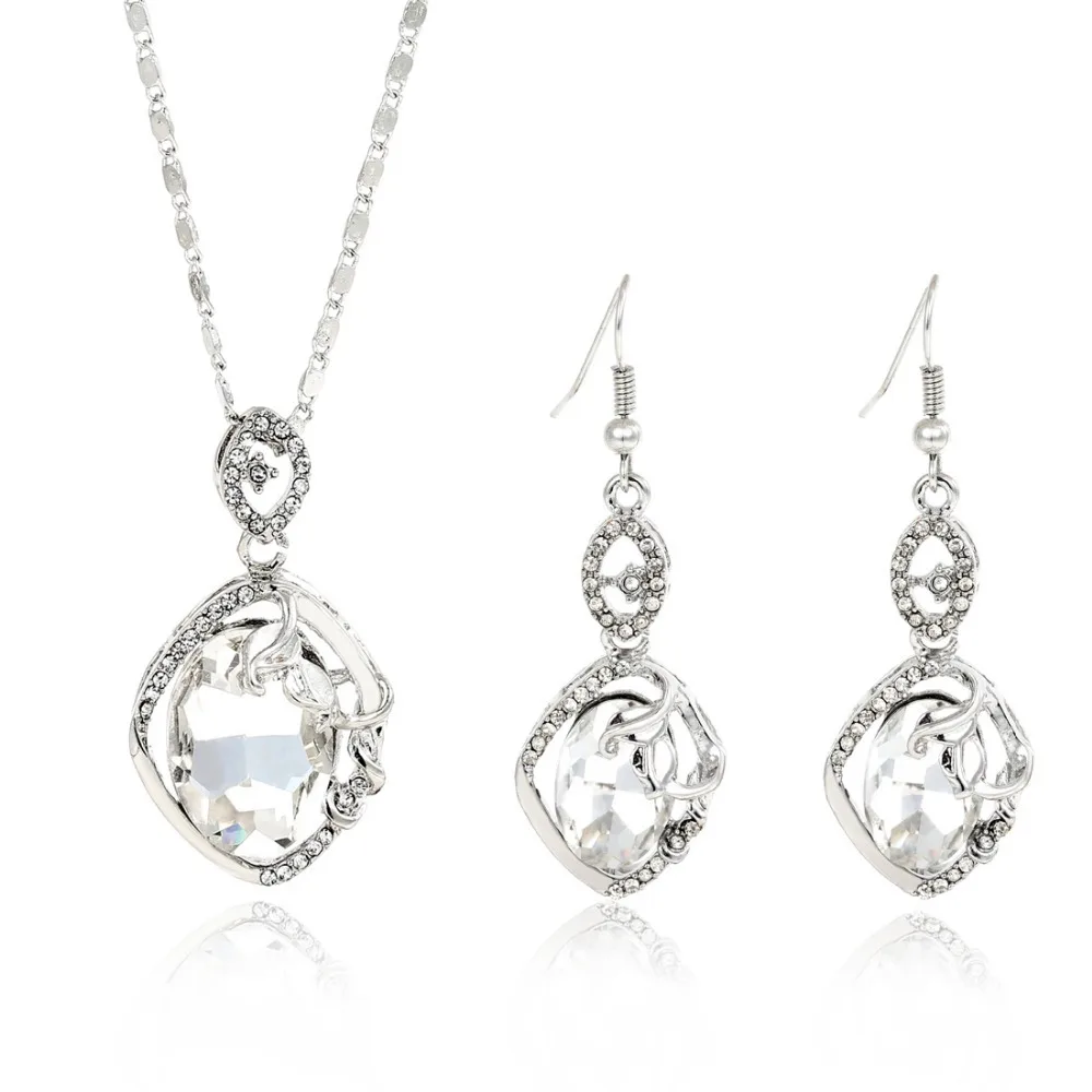 Buy Fashion Silver Jewellery Set Austrian Crystal