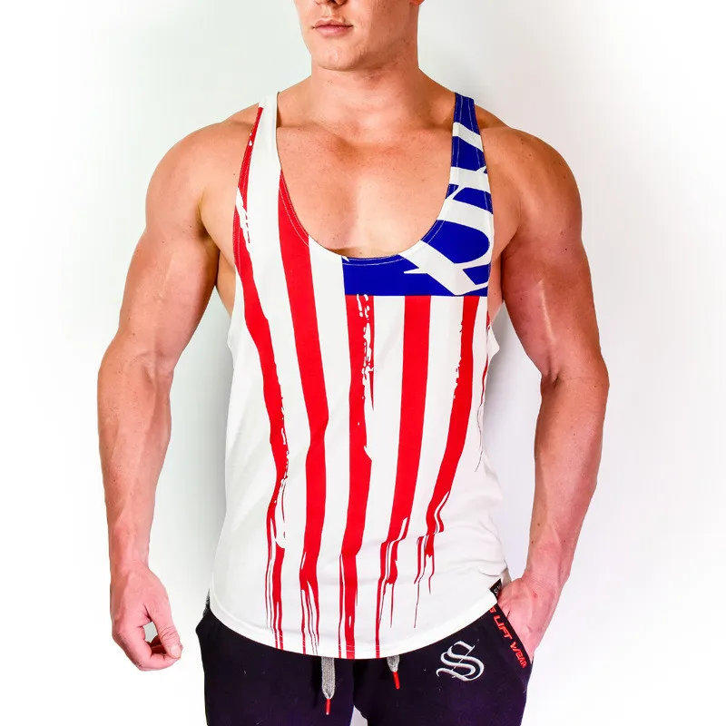 

New in Europe and America2019 Brand Solid Color Clothing Gym Sleeveless Top Men's Fitness Sleeveless Tops Cotton White Muscular