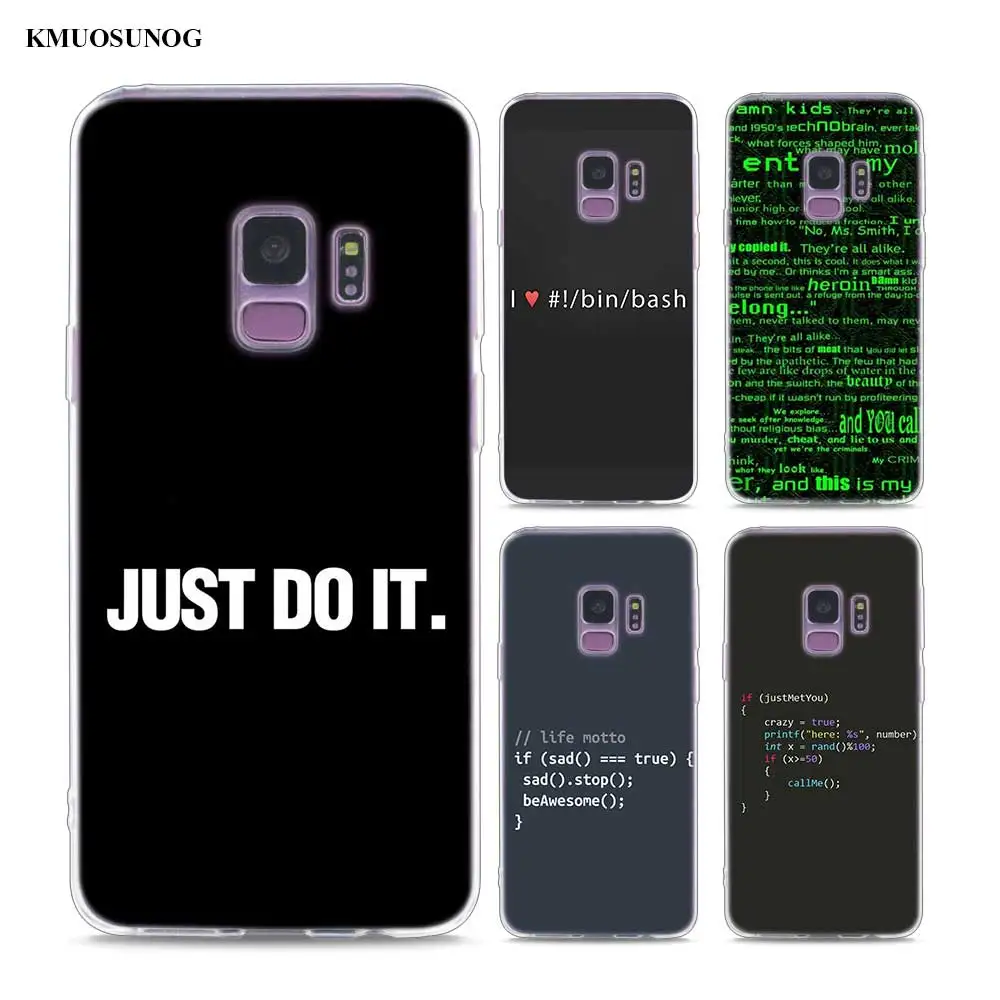 

Transparent Soft Silicone Phone Cases Colorful Program Words For Samsung Galaxy S9 S8 Plus S7 S6 S5 S4 Mini Edge