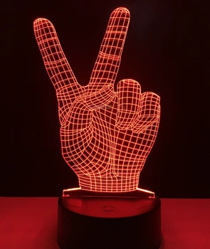 

Victory gesture Colorful 3D Light LED ouch Night Light 7 Colors Changing Finger LED Night lamp Desk Table Lamp Home Decor