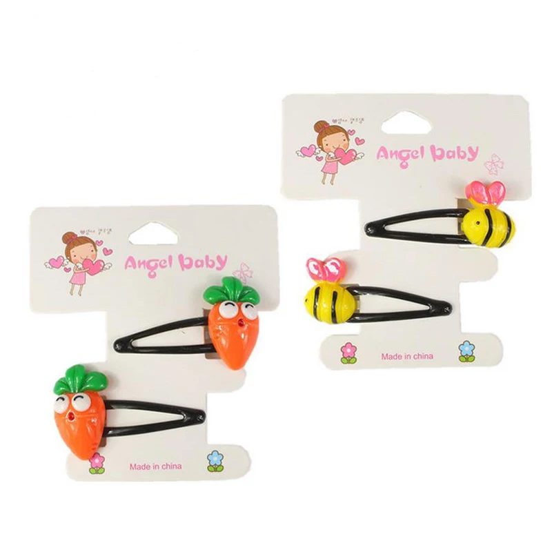 

New Headwear Set 2Pcs/Set Children Animal Plant Flower Hair Clips Girls Lovely Bee Rabbit Duck Animal BB Clips Hair Accessories