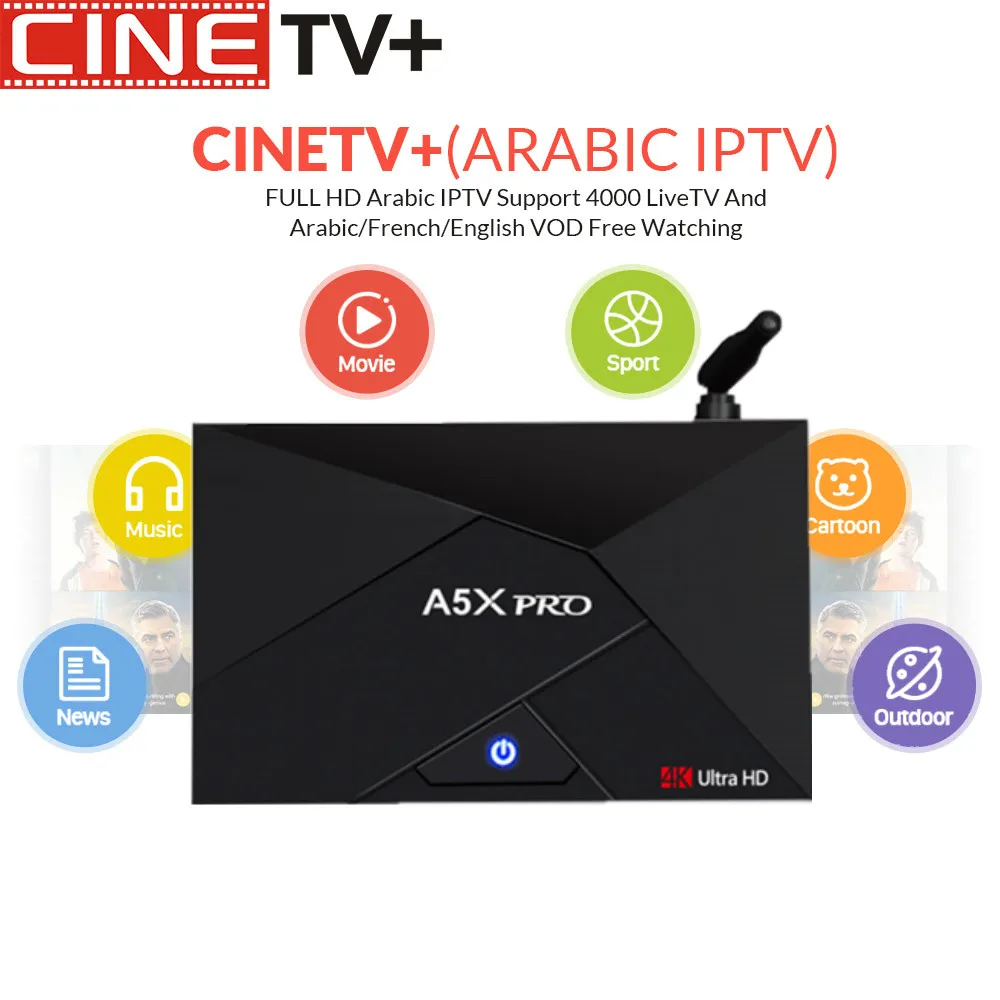 

A5X PRO TV Box RK3328 Android 8.1 TV Box 2G 16G Support HDMI 4K TV BOX WIFI Bluetooth Wireless PK Media Player French Arabic