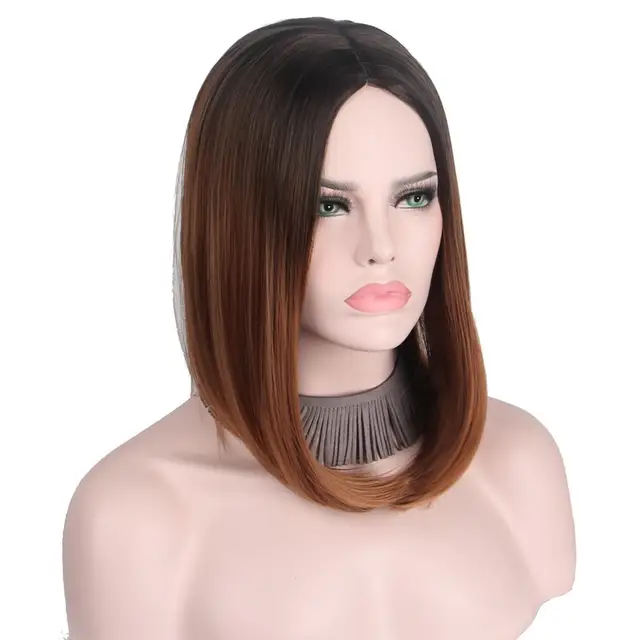 Ombre Hairs Wine Red Synthetic Wigs for Women Black/white Plastics