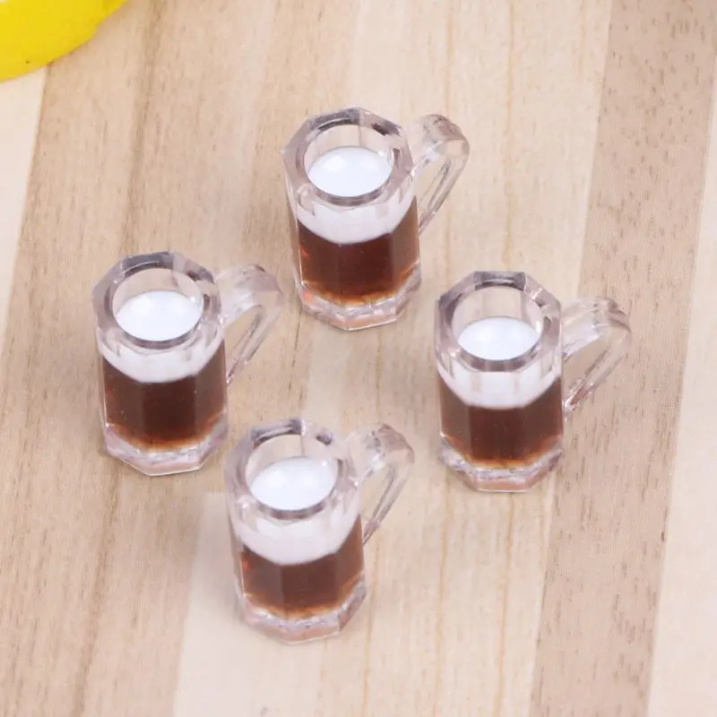 4pcs 1:12 Scale Toy Kitchen Beer Drinking Cups Dollhouse Miniature Mug Accessory