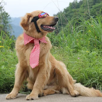 

Adjustable Large Dog Ties Red Blue Coffee Pet Accessories Striped Cotton Necktie Suitable For Alaskan Golden Retriever