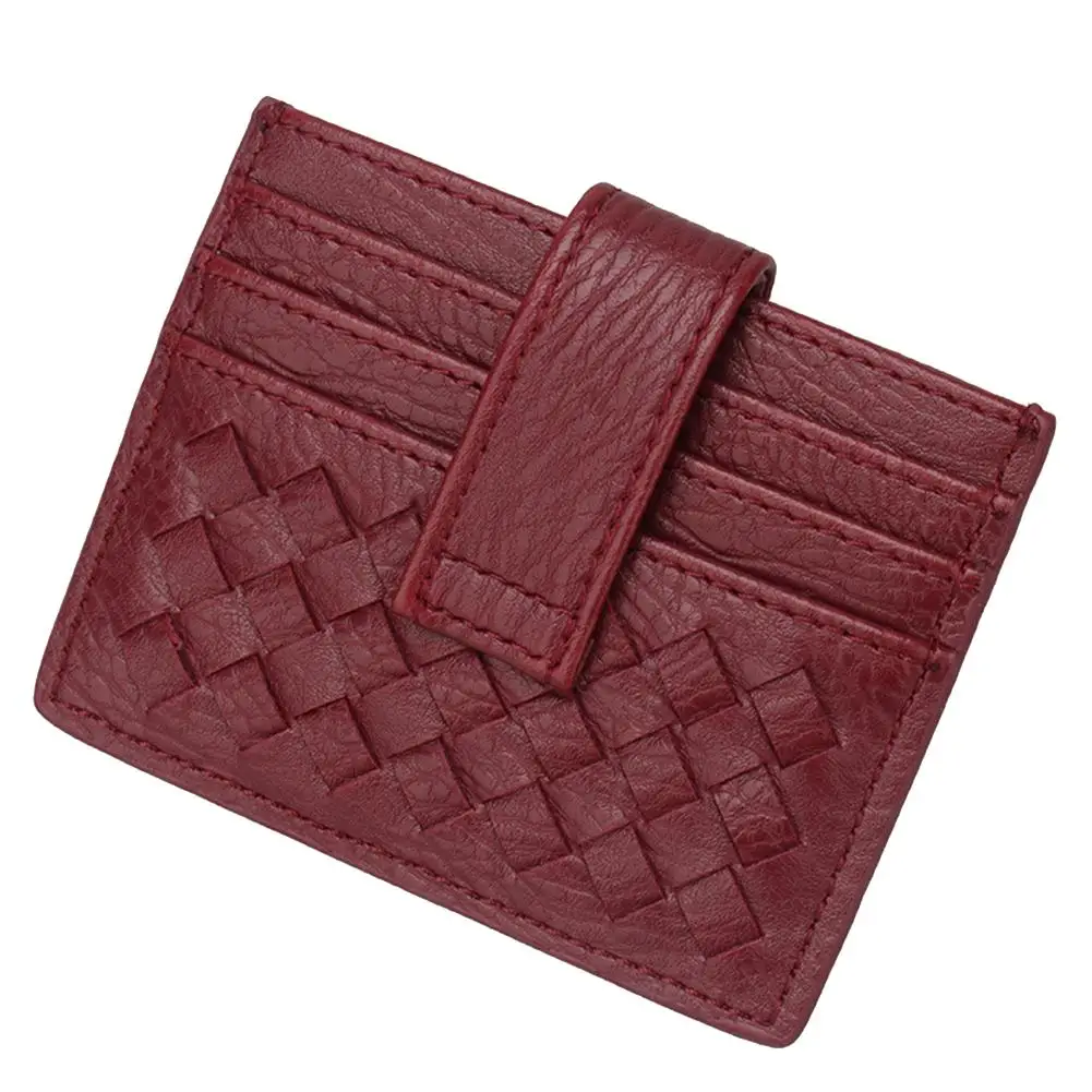 

Hot Ultra Thin Solid Color Weave Faux Leather Credit Card Cash Holder Case Wallet