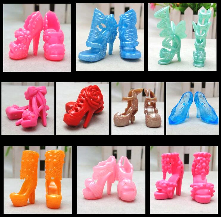 

NK 10 pairs Doll Shoes Fashion Cute Colorful Assorted shoes for Barbie Doll with Different styles High Quality Baby Toy 003A