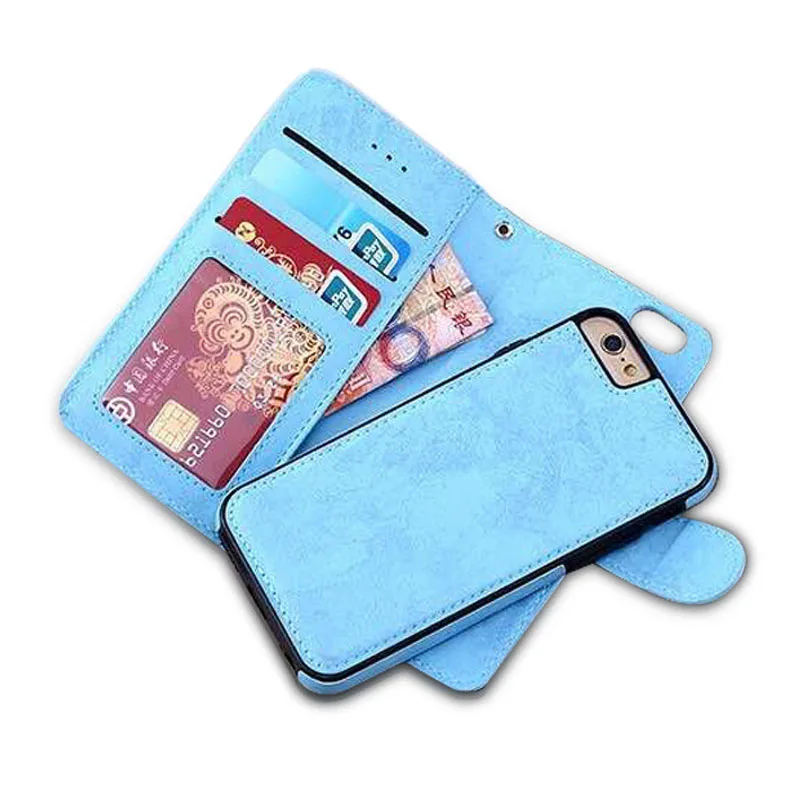

Phone Case For iPhone 7 Fashion new Flip Cover Retro Matte Wallet Card Holder 2 ni 1 Leather Cover For iPhone 7 Plus Case