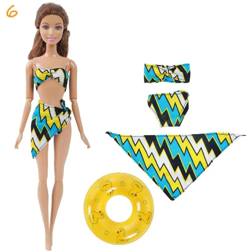 Mix купальники для кукол+ спасательный круг/плавательные кольца купальники бикини буй пляжная одежда для купания аксессуары для куклы Барби игрушки для девочек - Цвет: 6
