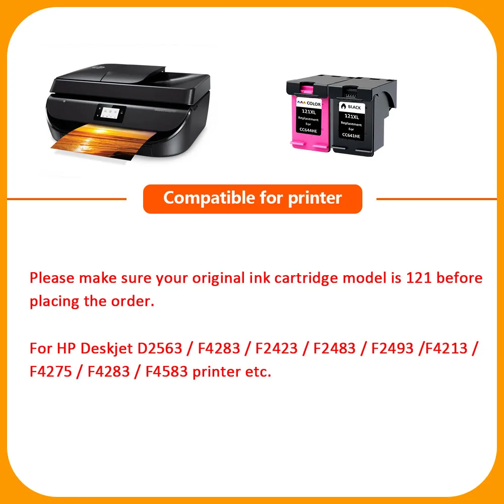 XiangYu 121XL Черный чернильный картридж Замена для HP 121 Deskjet D2563 F4283 F2423 F2483 F2493 F4275