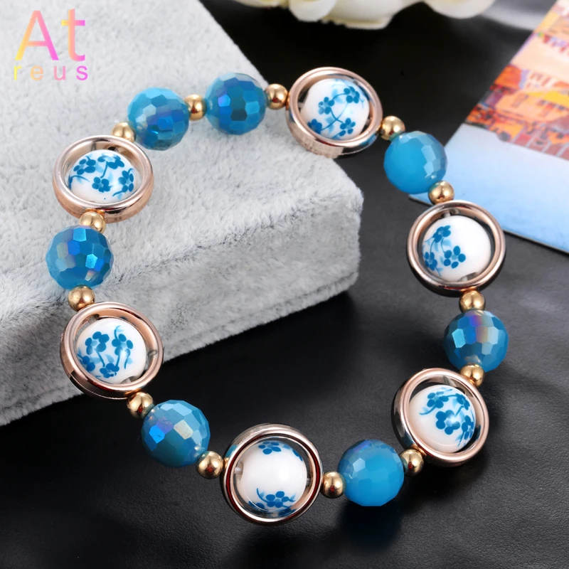 Сине-белый фарфоровый керамический браслет ювелирные изделия оптовая продажа