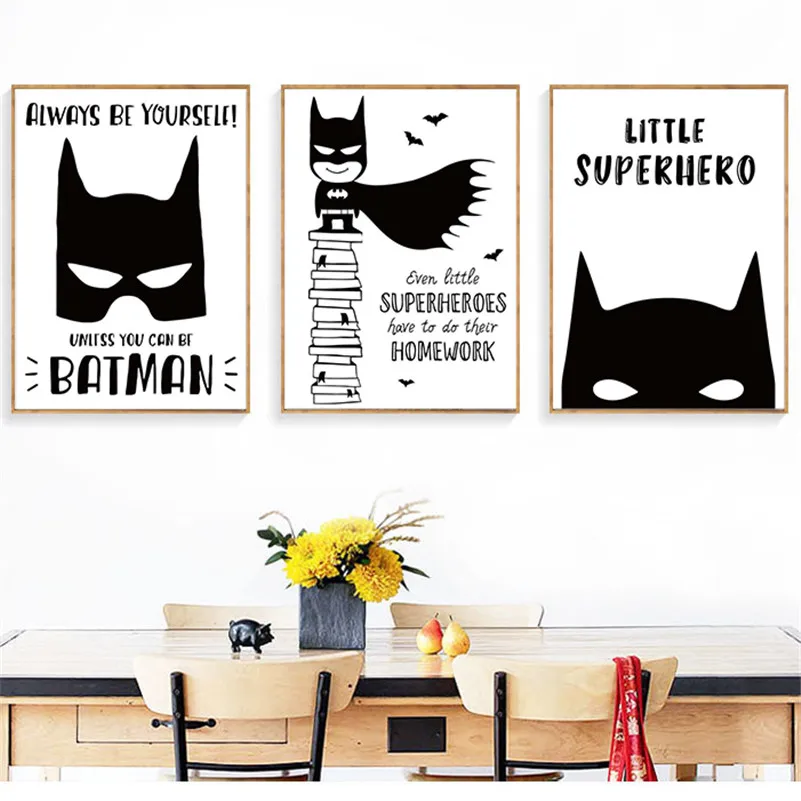 Modern Usa Poster Hero Iron Bat Canvas Painting Nursery ...