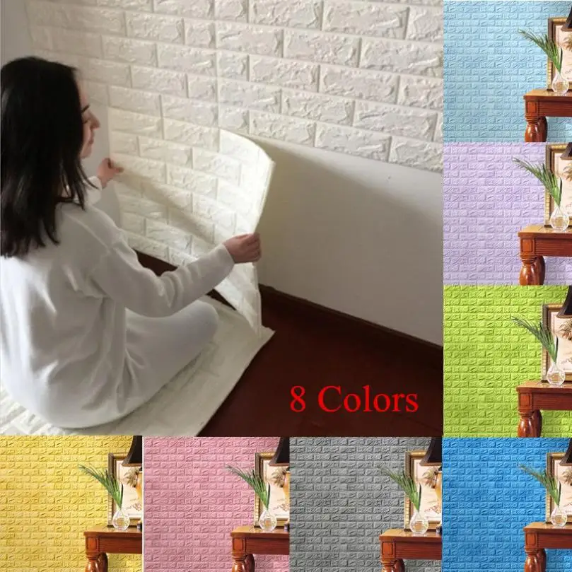 

sticker 3D wall sticker decoration 3D Wallpaper DIY PE Foam wall stickers Embossed Brick Stone stickers