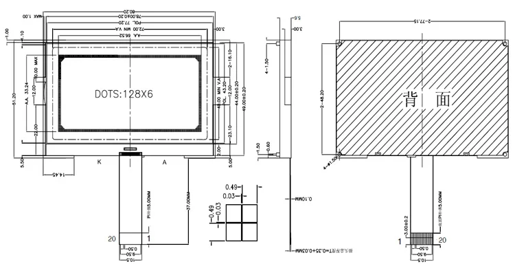 20PIN FSTN lcd 12864 символ матричный экран COG ST7565R контроллер