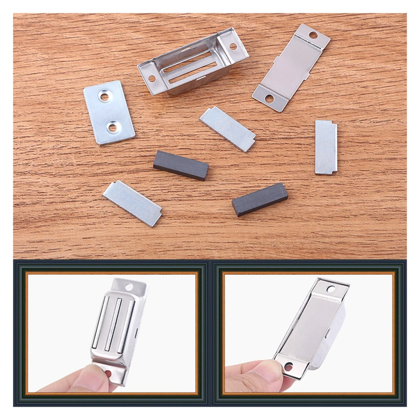 Cabinet Door Magnetic Catch Furniture Closet Catches Latch with 2 Strong Magnets Stainless Steel Kitchen Cupboard Closure Catch