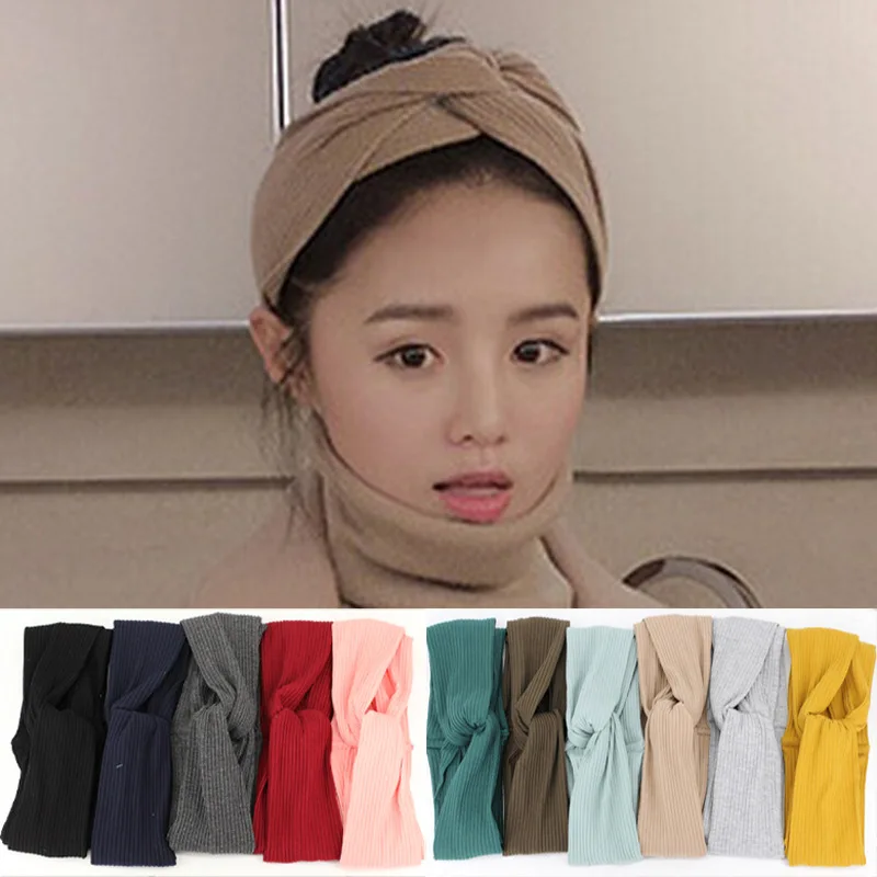 

winter adult Hairband crochet Knot Cotton Cross headbands hair head band turban headband head wrap ribbon women Hair accessories
